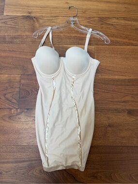 Cream Sculpting Slip Dress with Built-In Cups